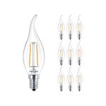 Lot 10x Philips Corepro LED Bougie E14 Flamme Filament Claire 2W 250lm - 827 Blanc Très Chaud | Équivalent 25W