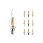 Lot 10x Noxion Lucent LED E14 Flamme Bougie Filament Claire 4.5W 470lm - 827 Blanc Très Chaud | Dimmable - Équivalent 40W