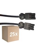 Lot 25x Noxion GST - Compatible Câble d’extension Noir - Mâle + Femelle - 1,5m - 3 pole 1,5mm2