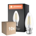 Lot 10x Ledvance Classic Performance LED Ampoule B22d Bougie Filament Claire 4W 470lm - 827 Blanc Très Chaud | Équivalent 40W