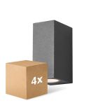 Lot 4x D'Lite Applique Murale Vrebos Noir Up & Down | IP54 - Convient Pour 2x GU10