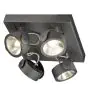 SLV Kalu Quadruple Mur et Plafonnier Aluminium Noir Carré 60W 4000lm - 830 Blanc Chaud | Dimmable 