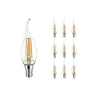 Lot 10x Noxion Lucent LED E14 Flamme Bougie Filament Claire 4.5W 470lm - 827 Blanc Très Chaud | Dimmable - Équivalent 40W