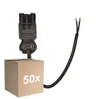 Lot 50x Noxion GST - Compatible Câble d’alimentation Noir - Mâle + Extrémités ouvertes - 0,3m - 2 pole 0,75mm2
