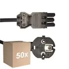 Lot 50x Noxion GST-Compatible Câble d’alimentation - Femelle + Schuko Europlug - Noir 1.5m - 3 pole 0.75mm2
