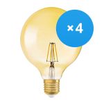 Voordeelpak 4x Ledvance Vintage 1906 LED E27 Goud 4W 410lm - 824 Zeer Warm Wit | Vervangt 40W