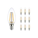 Voordeelpak 10x Noxion Lucent LED E14 Kaars Filament Helder 2.5W 250lm - 827 Zeer Warm Wit | Dimbaar - Vervangt 25W