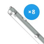 Voordeelpak 8x Noxion LED Waterdichte Montagebalk Behuizing Poseidon V2.0 | Geschikt voor 2x120cm LED Buis