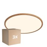 Voordeelpak 3x Nordlux LED Plafondlamp Oja 42 Hout 24W 2150lm - 827 Zeer Warm Wit | Dimbaar