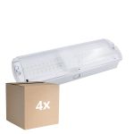 Voordeelpak 4x Noxion LED Nood Portiekarmatuur | Wall/Plafond Montage | 8.5W 500lm - 865 Daglicht | 20m Kijkafstand - 3 Uur Noodverlichting - IP65 - Incl. 4 Richtingen