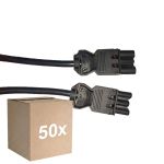 Voordeelpak 50x Noxion GST - Compatibel Verlengkabel Zwart - Mannelijk + Vrouwlijk - 5m - 3 pole 1,5mm2