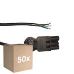 Voordeelpak 50x Noxion GST - Compatibel Voedingskabel Zwart - Mannelijk + Open uiteinden - 0,3m - 3 pole 0,75mm2