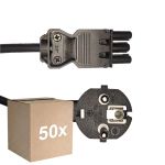 Voordeelpak 50x Noxion GST - Compatibel Voedingskabel Zwart - Vrouwlijk + Schuko Europlug - 3m - 3 pole 0.75mm2