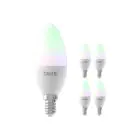 Voordeelpak 5x Calex Smart Tuya Wifi E14 Kaars 5W 470lm - 822-840 Afstembaar Wit | RGBW - Dimbaar - Vervangt 40W