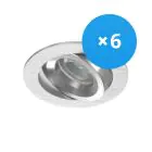 Voordeelpak 6x Noxion Inbouw Spot Drome MR16 Kantelbaar Aluminium | Zaagmaat 69mm - GU10 Fitting