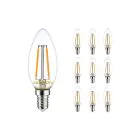 Voordeelpak 10x Noxion Lucent LED E14 Kaars Filament Helder 2.5W 250lm - 827 Zeer Warm Wit | Dimbaar - Vervangt 25W