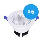Voordeelpak 6x Bright Choice LED Downlight Rond Kantelbaar 15W 1200lm 60D - 930 Warm Wit | 135mm - Zaagmaat 110mm - UGR 