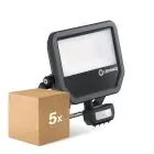 Voordeelpak 5x Ledvance LED Floodlight Aluminium Zwart 41W 6000lm 100D - 840 Koel Wit | IP65 - Bewegings- En Lichtsensor - Symmetrisch