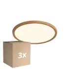 Voordeelpak 3x Nordlux LED Plafondlamp Oja 29 Hout 17W 1600lm - 827 Zeer Warm Wit | Dimbaar