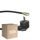 Voordeelpak 50x Noxion Power Voedingskabel Zwart - Schuko Europlug + Open uiteinden - 2m - 3 pole 0,75mm2