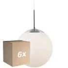 Voordeelpak 6x Nordlux Pendelarmatuur Cafe 30 Zilver - Glas | E27 Max 25W