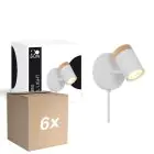 Voordeelpak 6x D'Lite Wandlamp Beitem Mat Wit FSC Hout | Geschikt Voor 1x GU10
