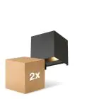 Voordeelpak 2x D'Lite Wandlamp Elingen Zwart Up & Down 4.9W 480lm - 830 Warm Wit | IP65